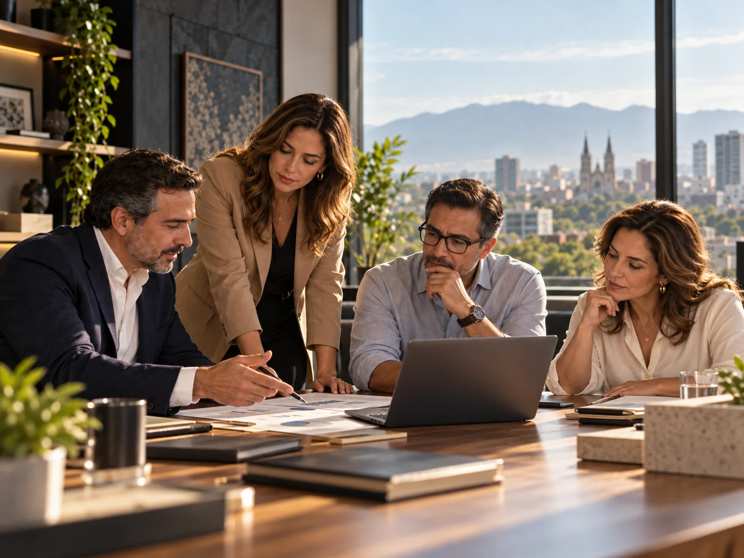 Equipo revisando información para definir prioridades del negocio