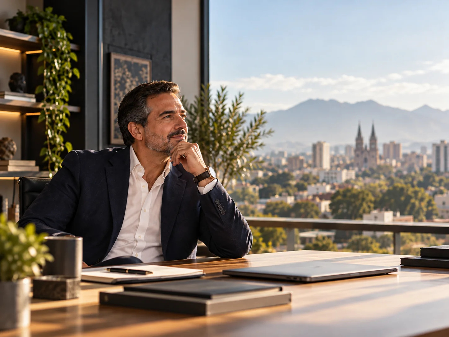 Empresario revisando la dirección de su negocio en Guadalajara